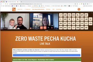 Screenshot der Online-Veranstaltung auf Howspace-Webseite vom Zero Waste Future Festival (ZWFF) 2020 von der BSR – Pecha Kucha live.