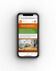 Smartphone mit Screenshot der Online-Veranstaltung auf Howspace-Webseite vom Zero Waste Future Festival (ZWFF) 2020 von der BSR – Programmankündigung.