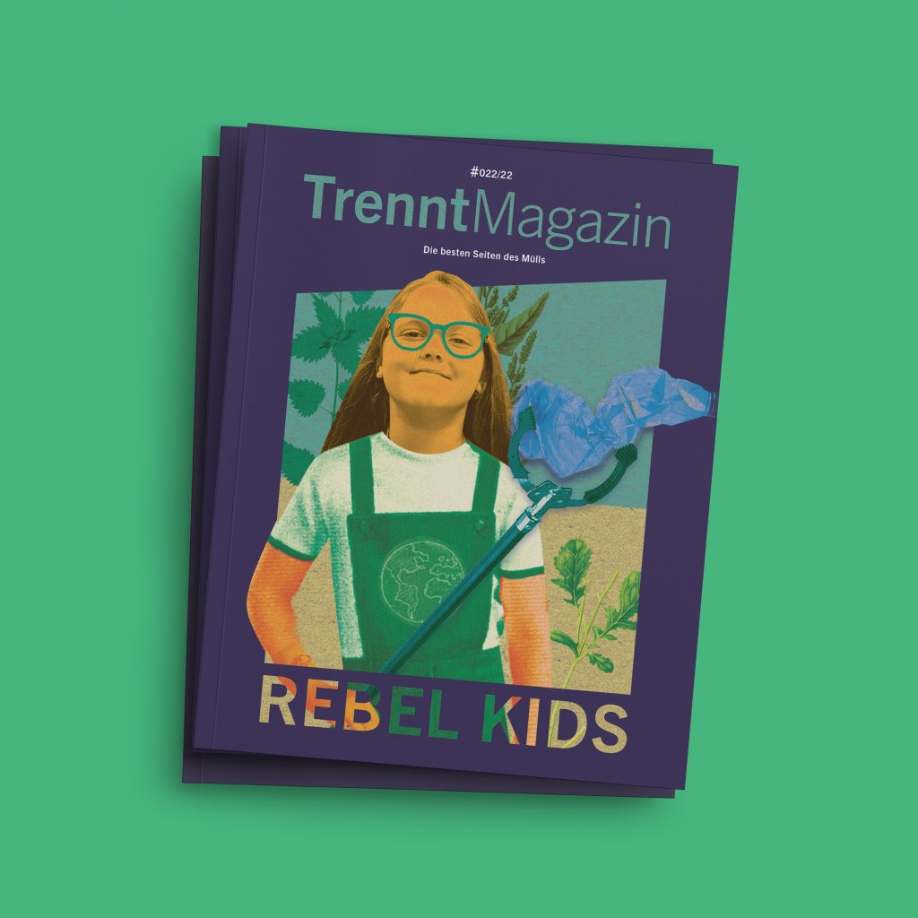 Auf grünem Untergrund ist das Cover des TrenntMagazin Nr. 22 zu sehen. Titelthema ist "Rebel Kids".